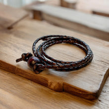 Load image into Gallery viewer, Bola Leather Mens Bracelet 4 Wraps Surfer Style 3mm