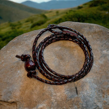 Load image into Gallery viewer, Bola Leather Mens Bracelet 4 Wraps Surfer Style 3mm