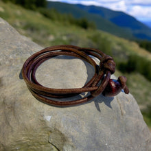 Load image into Gallery viewer, Leather Triple Wrap Bracelet | Handmade Surfer & Boho Style | Rustic Journey Wrap Bracelet