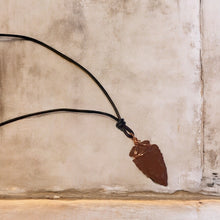 Load image into Gallery viewer, Arrowhead Leather Necklace Flint Real Stone, Primitive Jewelry, Men's Tribal Necklace