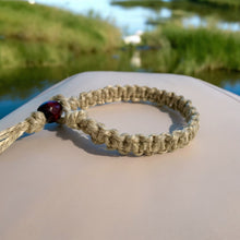 Load image into Gallery viewer, Phatty Flat Hemp Surfer Bracelet – Wide Natural Beach Style