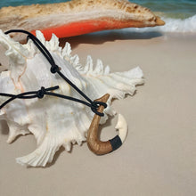 Load image into Gallery viewer, Maori Tribal Style Hand Carved Bone 'HEI-MATAU' Fish Hook SAFE JOURNEY Necklace