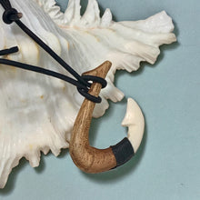 Load image into Gallery viewer, Limited - Maori Tribal Style Hand Carved Bone 'HEI-MATAU' Fish Hook SAFE JOURNEY Necklace