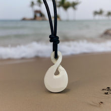 Load image into Gallery viewer, Maori Tribal Style Hand Carved Bone 'HEI-MATAU' Fish Hook SAFE JOURNEY Necklace Twist