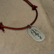Load image into Gallery viewer, Leather Necklace with Dragon Dog Tag – Bold Mythical Pendant