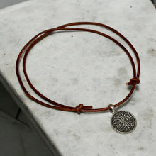 Load image into Gallery viewer, Leather Necklace with Pewter Tree of Life Pendant – Spiritual Jewelry for Men