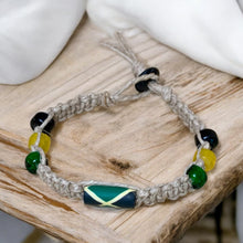 Load image into Gallery viewer, Handmade Hemp Bracelet with Jamaica Flag Beads