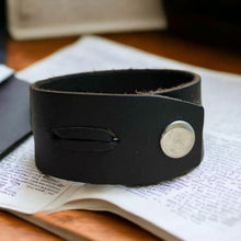Load image into Gallery viewer, Rustic Wrap Bracelet – Natural Black Leather