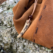 Load image into Gallery viewer, Viking Pendant Carved Deer Antler with Runes - Good Luck Charm -Ansuz Rune- Norse/Warrior/Protection/Amulet - Leather Necklace