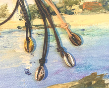 Load image into Gallery viewer, Leather Surfer Necklace Pewter Cowrie Shell 2mm Leather