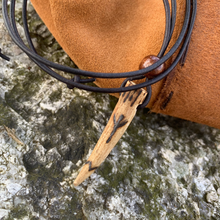 Load image into Gallery viewer, Viking Pendant Carved Deer Antler with Runes - Good Luck Charm -Algiz Rune- Norse/Warrior/Protection/Amulet - Leather Necklace