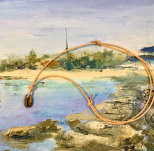 Load image into Gallery viewer, Leather Surfer Necklace Pewter Cowrie Shell 2mm Leather