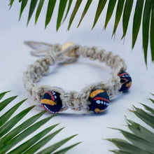 Load image into Gallery viewer, Thick Hemp Bracelet African Trade Beads