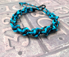 Load image into Gallery viewer, Surfer Hemp Bracelet Twist Turquoise Blue Black