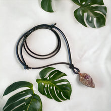 Load image into Gallery viewer, Primitive Amethyst Arrowhead Necklace – Natural Leather Cord Design