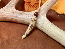 Load image into Gallery viewer, Viking Pendant Carved Deer Antler with Runes - Good Luck Charm -Ansuz Rune- Norse/Warrior/Protection/Amulet - Leather Necklace