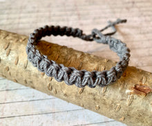 Load image into Gallery viewer, Grey Hemp Bracelet – Eco-Friendly Flat Woven Design