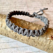 Load image into Gallery viewer, Hemp bracelet grey tone handmade jewelry