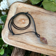 Load image into Gallery viewer, Primitive Amethyst Arrowhead Necklace – Natural Leather Cord Design
