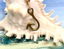 Load image into Gallery viewer, Surfer's Fish Hook Necklace – Adjustable Leather Cord with Pewter Charm