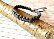 Load image into Gallery viewer, Grey Hemp Bracelet – Eco-Friendly Flat Woven Design