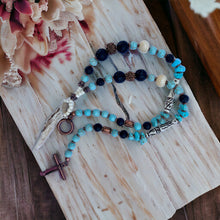 Load image into Gallery viewer, Antler Tip Necklace Lava Turquoise Horn Primitive Jewelry, Tribal Necklace, Rustic Choker OOAK