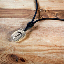Load image into Gallery viewer, Rune Tiwaz Necklace Leather Warrior Talisman