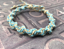 Load image into Gallery viewer, Surfer Hemp Bracelet Twist Light Blue Natural