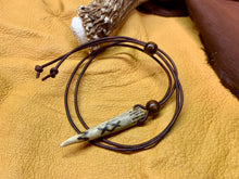 Load image into Gallery viewer, Viking Pendant Carved Deer Antler with Runes - Good Luck Charm - INGWAZ Rune- Norse/Warrior/Protection/Amulet - Leather Necklace