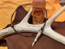 Load image into Gallery viewer, Viking Pendant Carved Deer Antler with Runes - Good Luck Charm - INGWAZ Rune- Norse/Warrior/Protection/Amulet - Leather Necklace