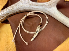 Load image into Gallery viewer, Viking Pendant Carved Deer Antler with Runes - Good Luck Charm -Ansuz Rune- Norse/Warrior/Protection/Amulet - Leather Necklace