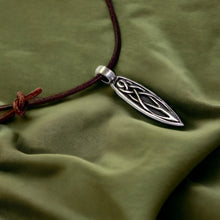 Load image into Gallery viewer, Leather Necklace with Pewter Celtic Pendant – Timeless Heritage Style