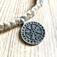 Load image into Gallery viewer, Viking Shield Pendant with Runes - Good Luck Charm -Rune-- Norse/Warrior/Protection/Amulet - Hemp Necklace