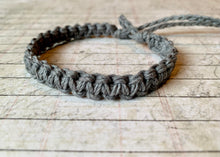 Load image into Gallery viewer, Grey Hemp Bracelet – Eco-Friendly Flat Woven Design