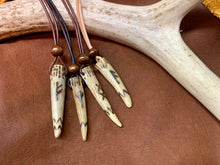 Load image into Gallery viewer, Viking Pendant Carved Deer Antler with Runes - Good Luck Charm -Ansuz Rune- Norse/Warrior/Protection/Amulet - Leather Necklace