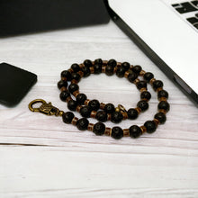 Load image into Gallery viewer, Black Lava Necklace Real Stone Mens Primitive Jewelry, Men's Tribal Necklace, Rustic Choker for Men