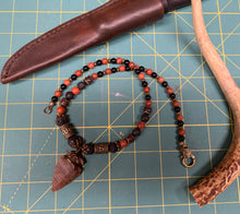Load image into Gallery viewer, OOAK Arrowhead Necklace Flint Real Stone Mens Primitive Jewelry, Men's Tribal Necklace, Rustic Choker for Men