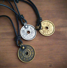Load image into Gallery viewer, Leather Necklace With Britannia Pewter Silver Coin Pendant