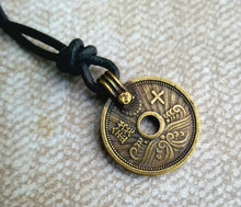 Load image into Gallery viewer, Leather Necklace With Britannia Pewter Antiqued Coin Pendant