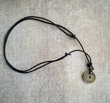 Load image into Gallery viewer, Leather Necklace With Britannia Pewter Antiqued Coin Pendant