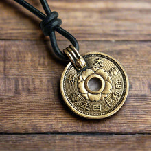 Load image into Gallery viewer, Leather Necklace With Britannia Pewter Gold Coin Pendant