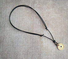Load image into Gallery viewer, Leather Necklace With Britannia Pewter Gold Coin Pendant