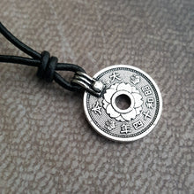Load image into Gallery viewer, Leather Necklace With Britannia Pewter Silver Coin Pendant