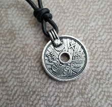 Load image into Gallery viewer, Leather Necklace With Britannia Pewter Silver Coin Pendant