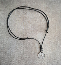 Load image into Gallery viewer, Leather Necklace With Britannia Pewter Silver Coin Pendant