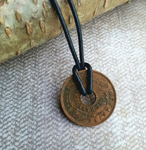 Load image into Gallery viewer, Leather Necklace With Large British West Africa Coin Pendant