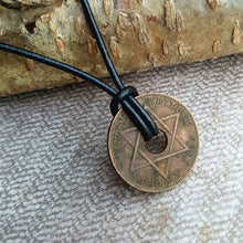 Load image into Gallery viewer, Leather Necklace With Large British West Africa Coin Pendant