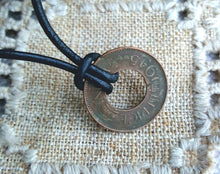 Load image into Gallery viewer, Leather Necklace With Indian Coin Pendant