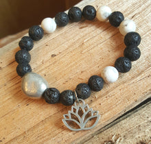 Load image into Gallery viewer, Buddha Yoga Bracelet Energy Power Black Lava White Howlite
