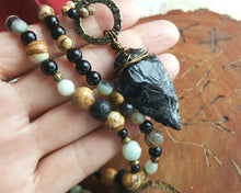 Load image into Gallery viewer, Arrowhead Necklace Obsidian Real Stone Primitive Jewelry